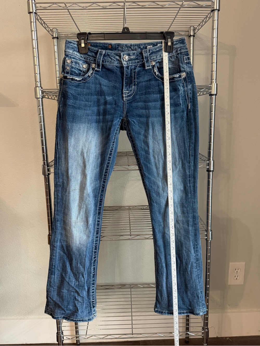 Miss Me Blue Boot-Cut Jeans with Faded Wash